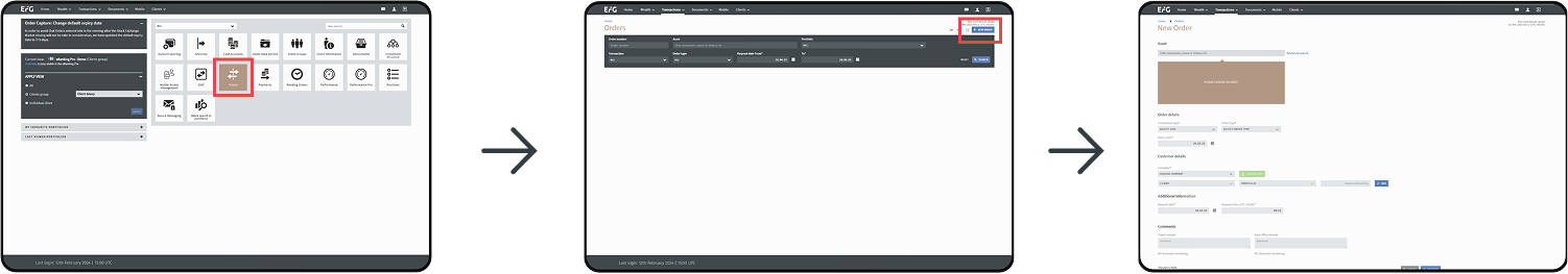 Creating an order